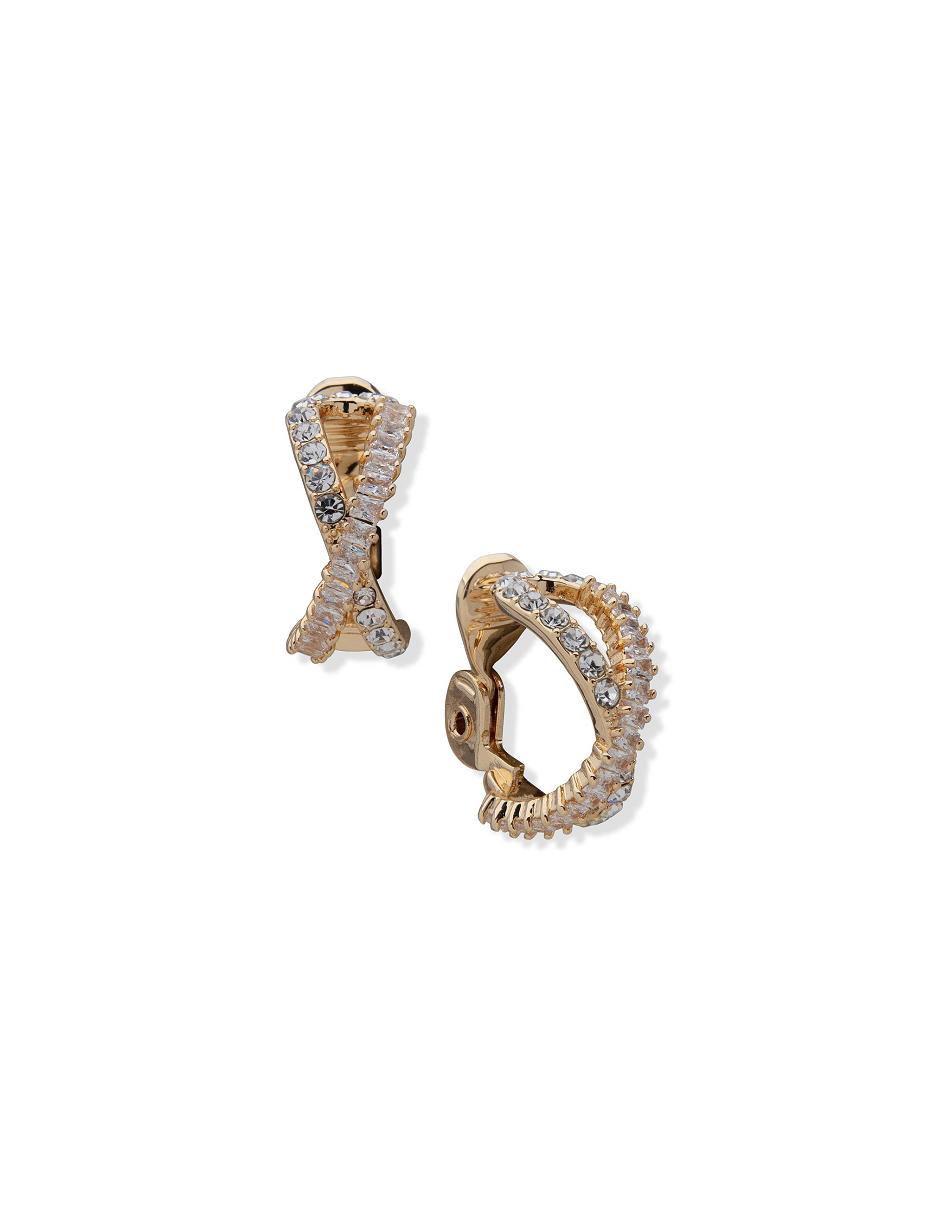 Earring Anne Klein Crystal Pave Baguette Hoop Clip   | UXZ-1275700